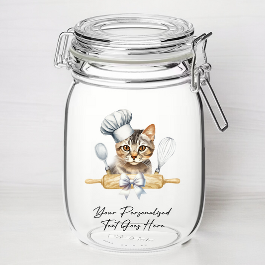 Personalised European Shorthair Chef Cat - Kilner Style Gift Jar