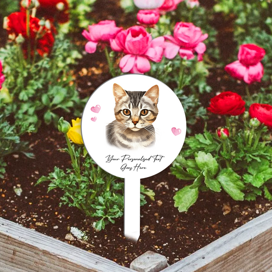 Personalised Cat Love Heart Grave Marker - European Shorthair