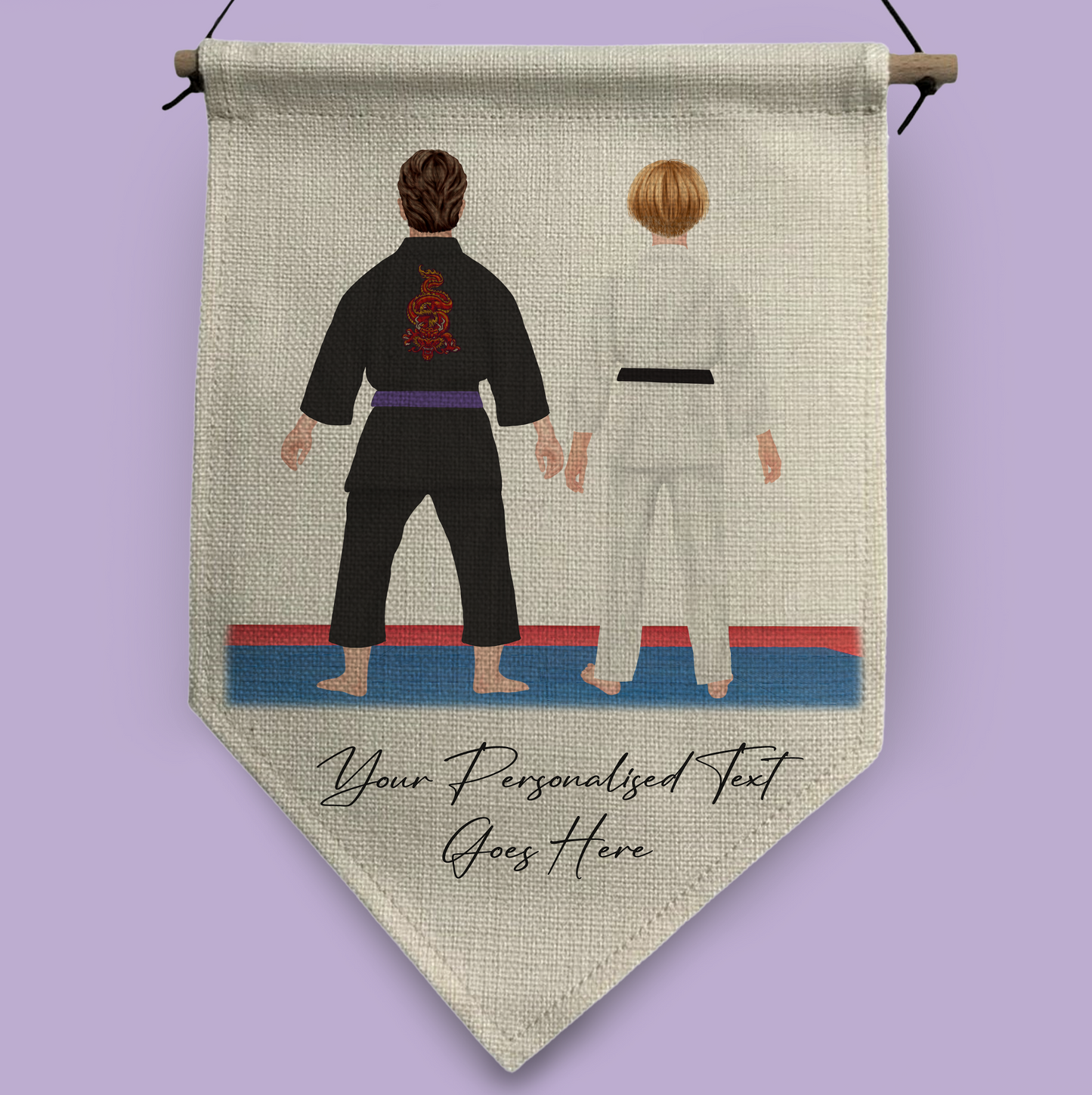 Personalised Karate, Judo, Ju Jitsu, Taekwondo Martial Arts Gi Creator - Pennant Flag - 2 People