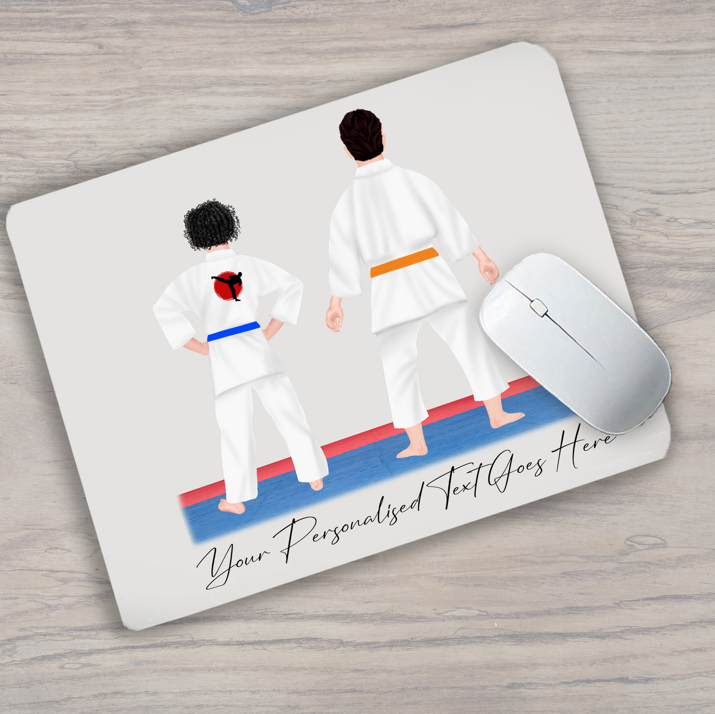 Personalised Karate, Judo, Ju Jitsu, Taekwondo Martial Arts Gi Creator - Mouse Mat - 2 People