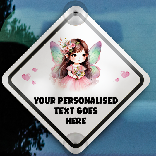 Personalised Baby Child On Board Car Window Sign - Fairy A