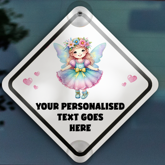 Personalised Baby Child On Board Car Window Sign - Fairy B