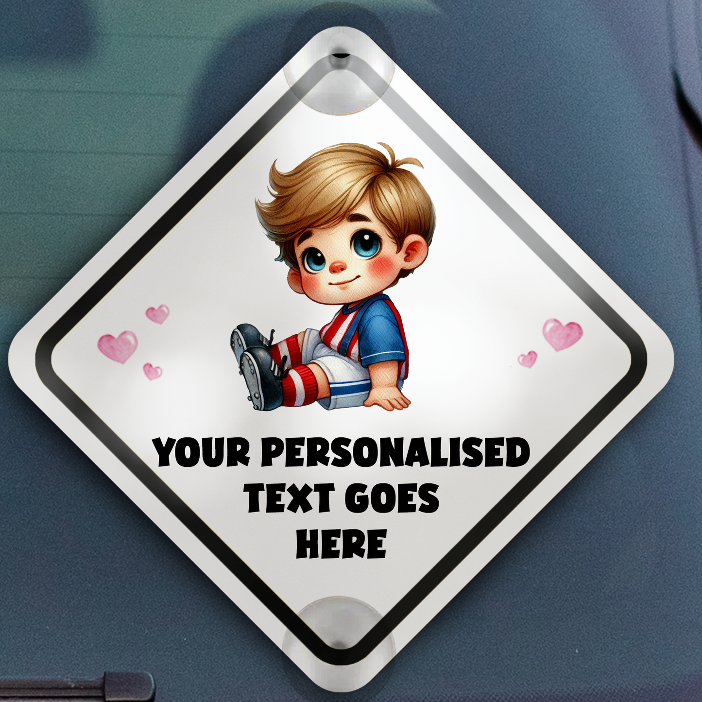 Personalised Baby Child On Board Car Window Sign - Football B