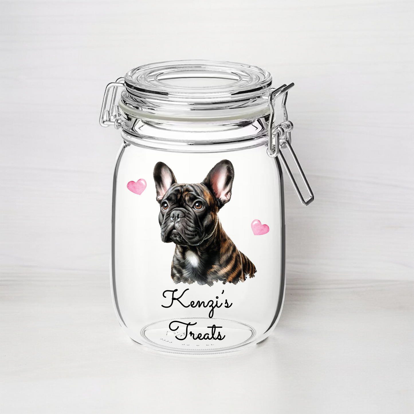 Personalised French Bulldog - Bridle - Treat Kilner Style Gift Jar - DGJR23