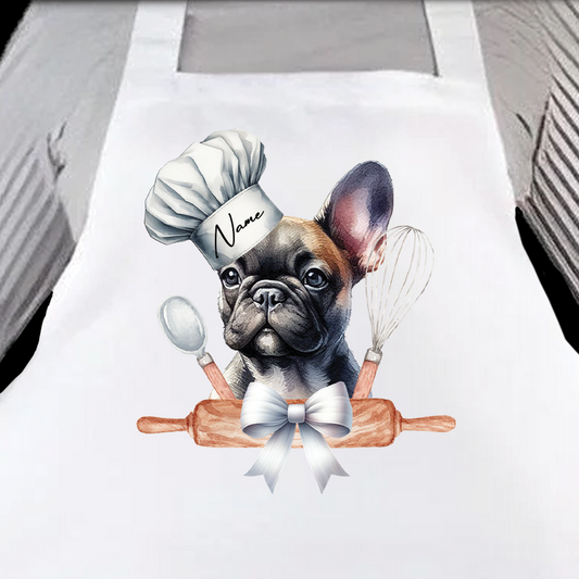 Personalised Pet Chef Dog - French Bulldog - Keepsake Gift Kitchen Baking Cooking Apron, by Floppsie Moppsie – floppsiemoppsie at floppsiemoppsie.co.uk