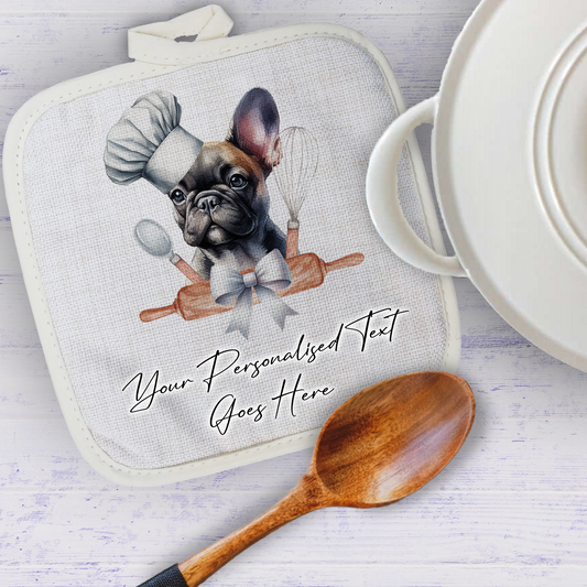 Personalised Dog In Chef Hat Gift Pot Holder / Grab - French Bulldog