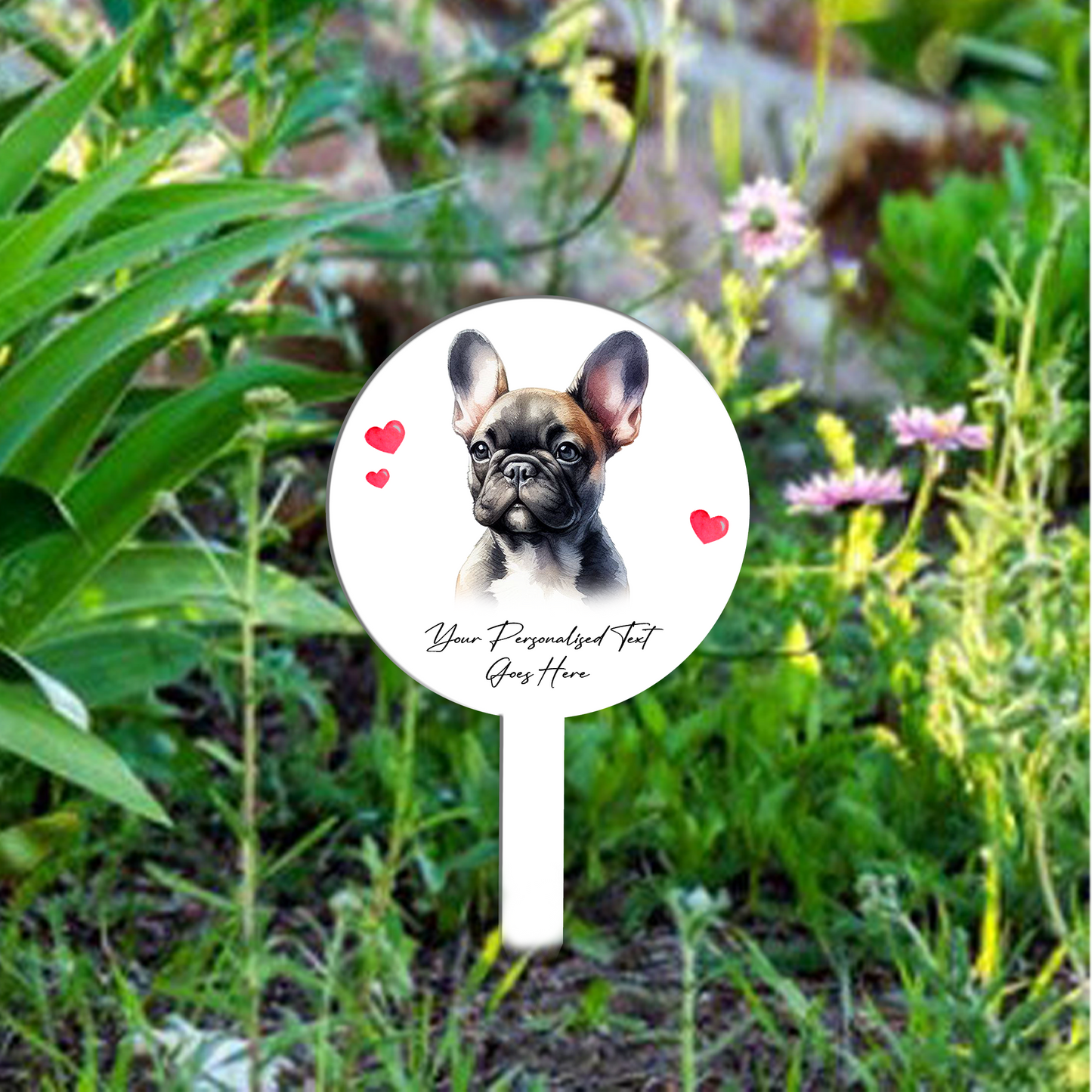 Personalised Dog Love Heart Grave Marker - French Bulldog