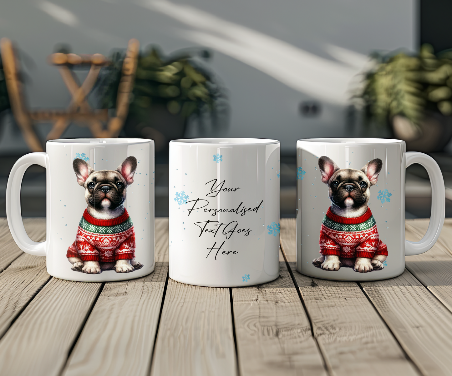 Personalised French Bulldog - Dog Christmas Jumper Gift Mug - Style B