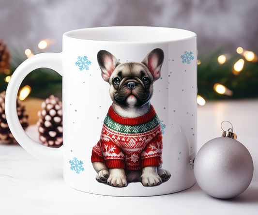 Personalised French Bulldog - Dog Christmas Jumper Gift Mug - Style B