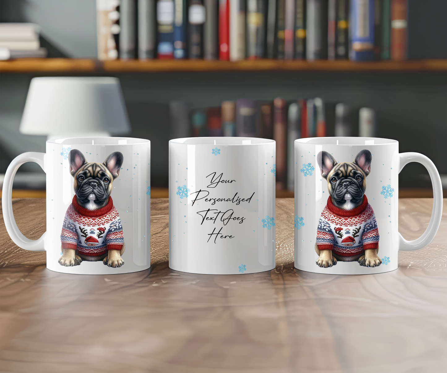 Personalised French Bulldog - Dog Christmas Jumper Gift Mug - Style C