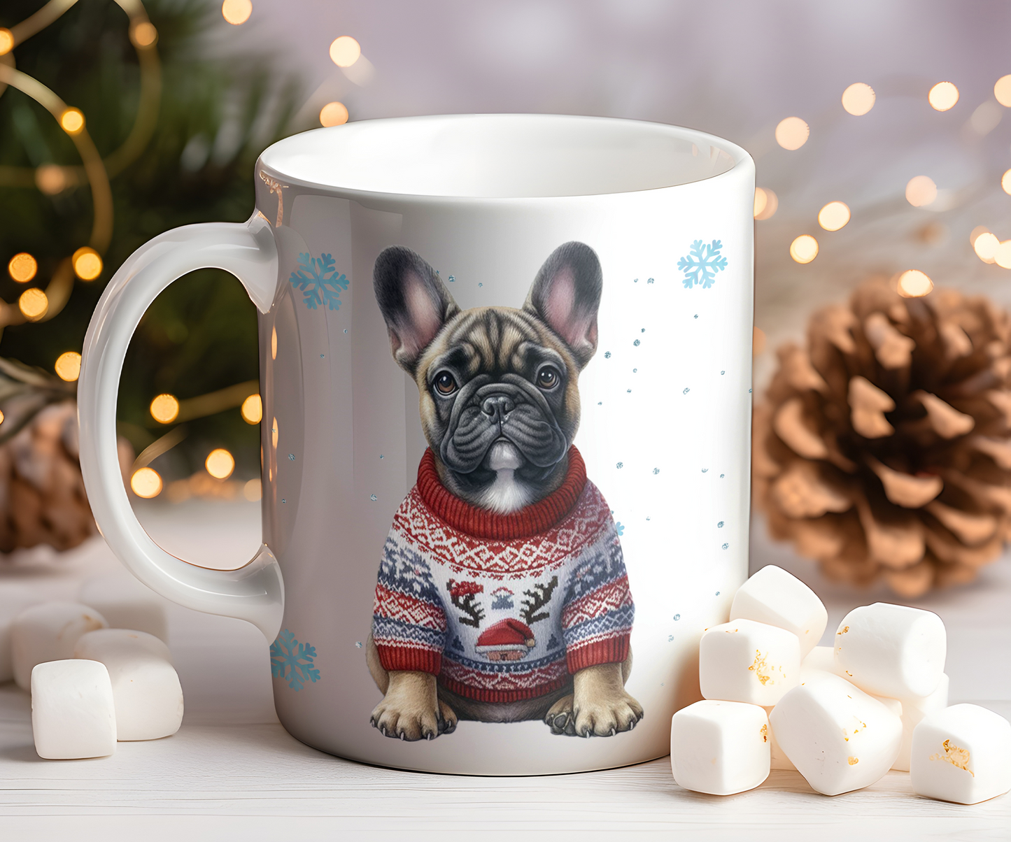 Personalised French Bulldog - Dog Christmas Jumper Gift Mug - Style C