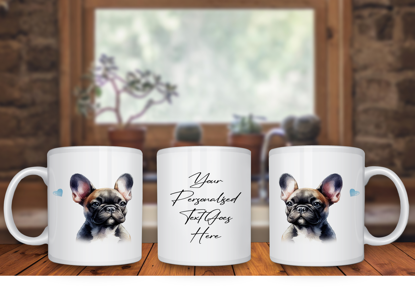 Personalised Dog Gift Mug - French Bulldog with Custom Message and Optional Hearts