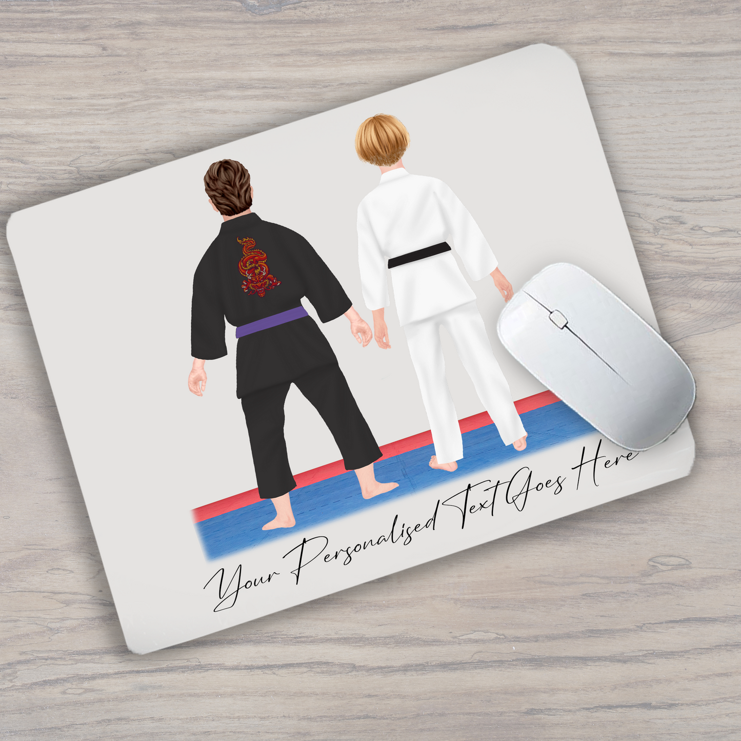 Personalised Karate, Judo, Ju Jitsu, Taekwondo Martial Arts Gi Creator - Mouse Mat - 2 People