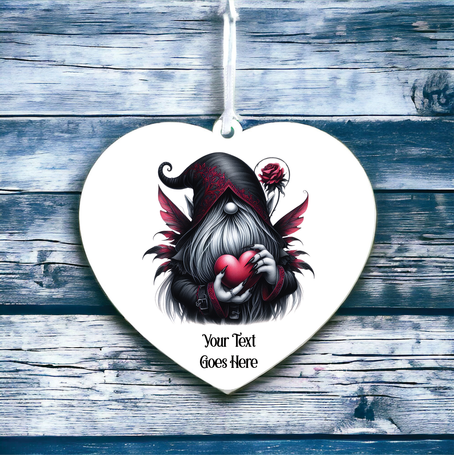 Personalised Gothic Gnome Gonk Love Decoration