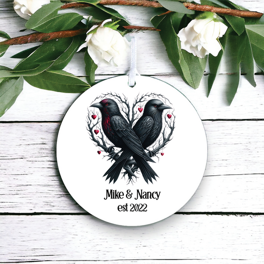 Personalised Gothic Crow Couple Love Decoration