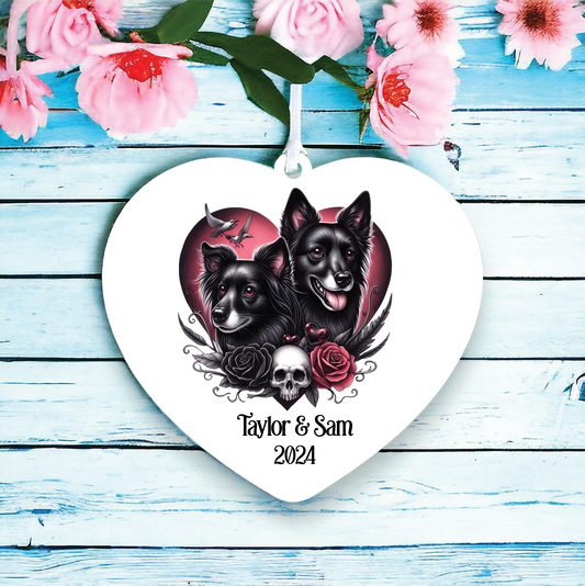 Personalised Gothic Dog Wolf Love Decoration