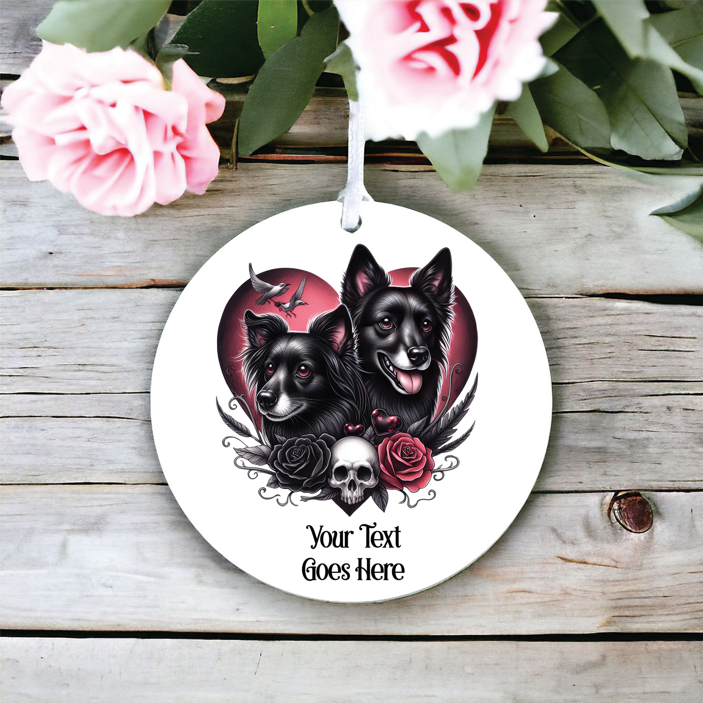 Personalised Gothic Dog Wolf Love Decoration