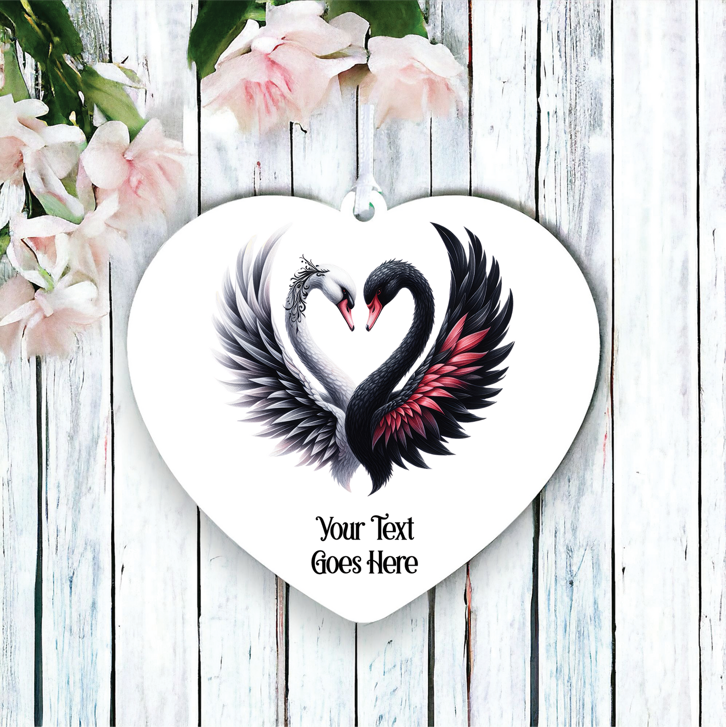 Personalised Gothic Swan Couple Love Decoration