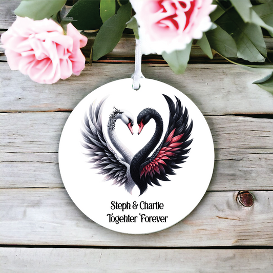 Personalised Gothic Swan Couple Love Decoration