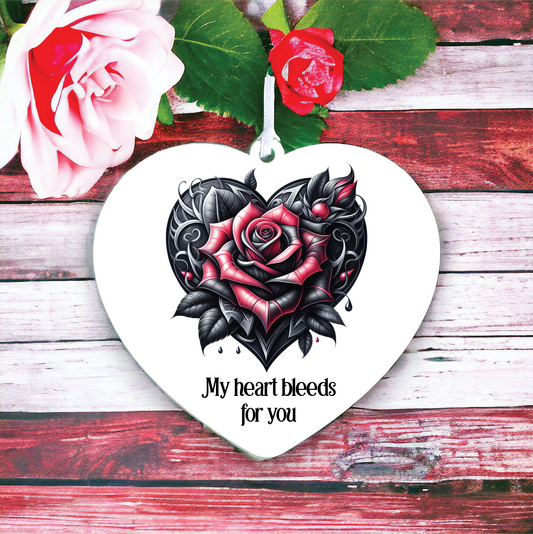 Personalised Gothic Heart Rose Love Decoration