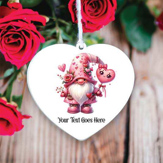 Personalised Gonk Gnome 'Hearts' Hanging Decoration