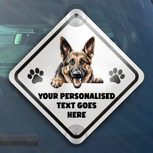 Personalised Dog On Board Car Window Sign - German Shepherd