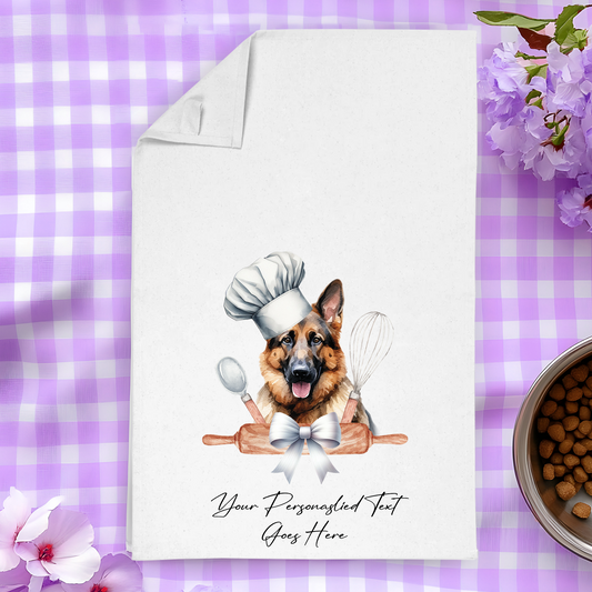 Personalised Dog In Chef Hat Gift Tea Towel - German Shepherd