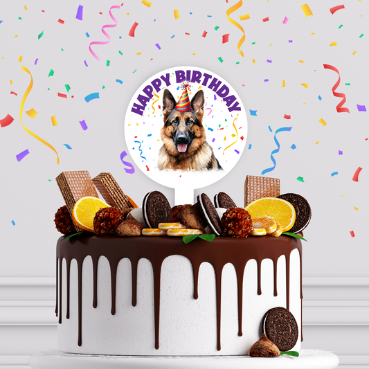 Personalised Dog Party Hat Cake Topper - German Shepherd