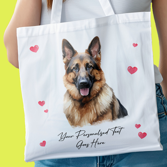 Personalised Dog Love Hearts German Shepherd Tote Bag