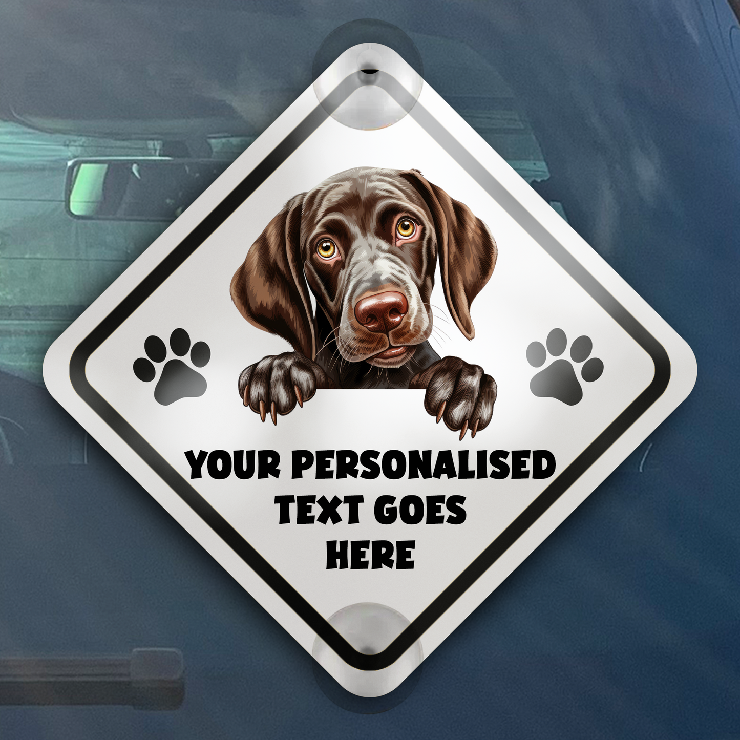 Personalised Dog On Board Car Window Sign - German Shorthaired Pointer