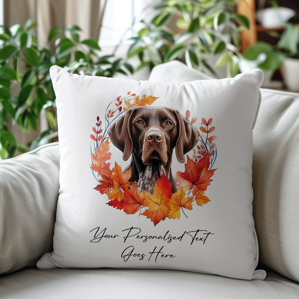 German Shepherd in Autumn Wreath Personalised Gift Cushion Cover