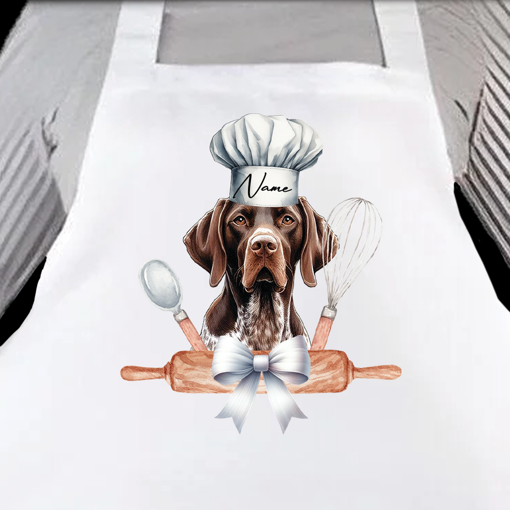 Personalised Pet Chef Dog - Liver and White Shorthaired Pointer - Keepsake Gift Kitchen Baking Cooking Apron, by Floppsie Moppsie – floppsiemoppsie at floppsiemoppsie.co.uk