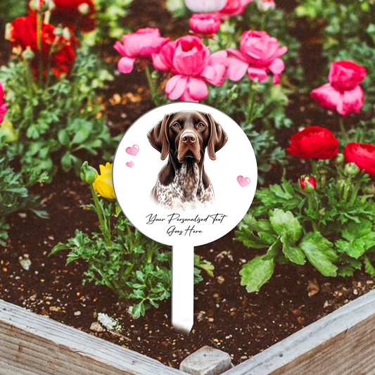 Personalised Dog Love Heart Grave Marker - German Shorthaired Pointer - Liver and White