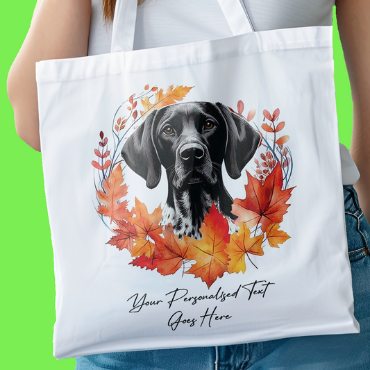 Personalised Dog Autumn Wreath German Shorthaired Pointer (Black & White) Tote Bag