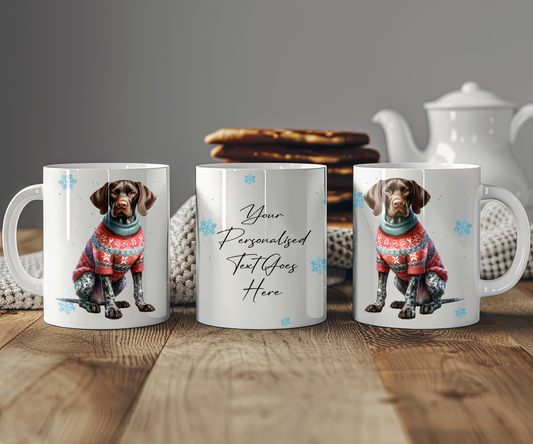 Personalised German Shorthaired Pointer - Dog Christmas Jumper Gift Mug