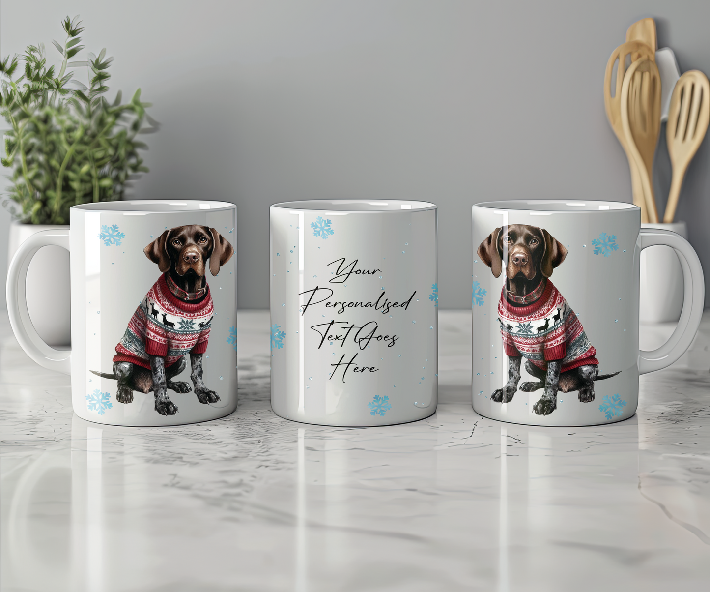 Personalised German Shorthaired Pointer - Dog Christmas Jumper Gift Mug - Style B