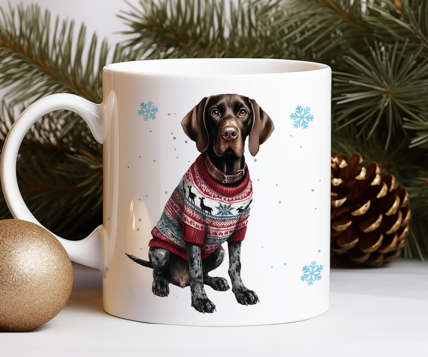 Personalised German Shorthaired Pointer - Dog Christmas Jumper Gift Mug - Style B