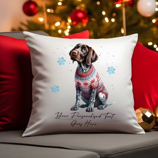 Personalised German Shorthaired Pointer Dog Christmas Jumper Cushion Cover Gift - Style C