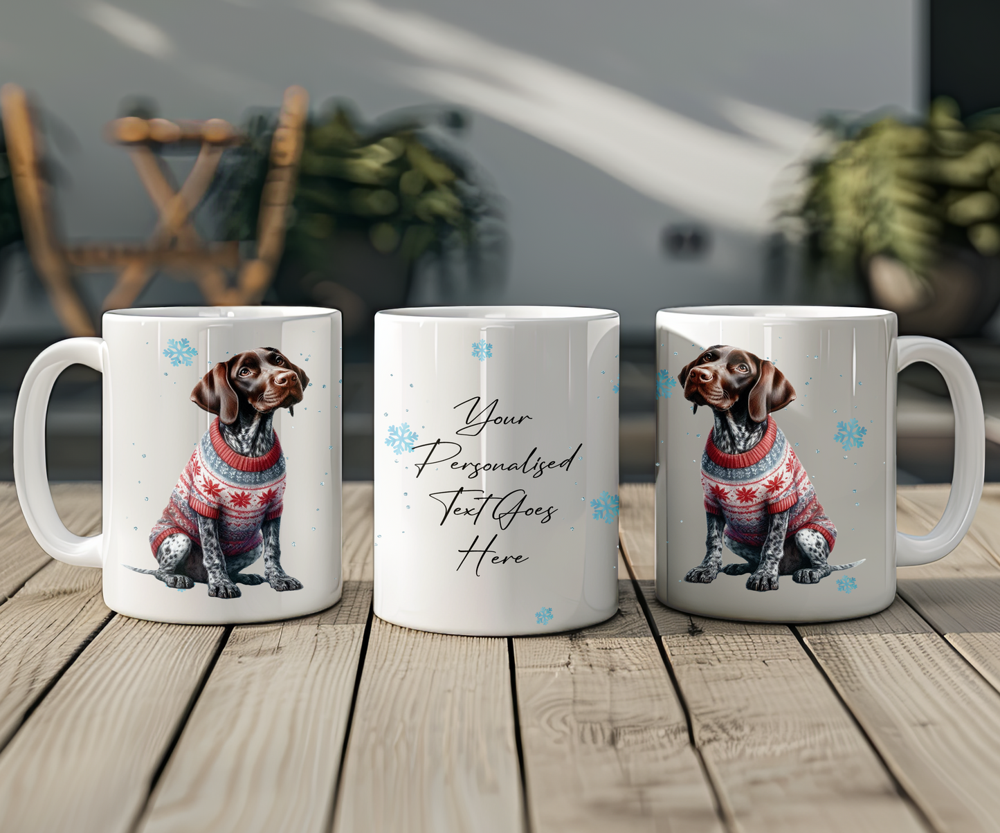 Personalised German Shorthaired Pointer - Dog Christmas Jumper Gift Mug - Style C