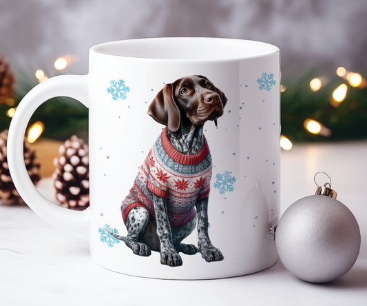 Personalised German Shorthaired Pointer - Dog Christmas Jumper Gift Mug - Style C