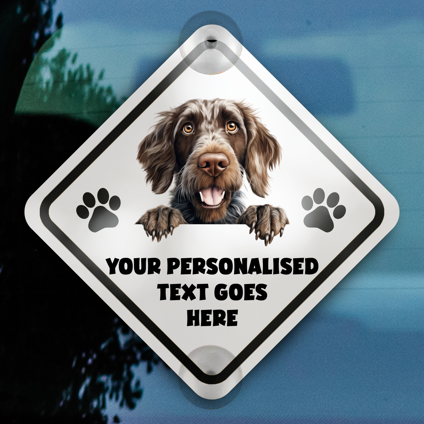 Personalised Dog On Board Car Window Sign - German Wirehaired Pointer