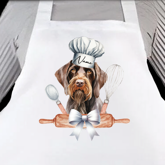 Personalised Pet Chef Dog - German Wirehaired Pointer - Keepsake Gift Kitchen Baking Cooking Apron, by Floppsie Moppsie – floppsiemoppsie at floppsiemoppsie.co.uk