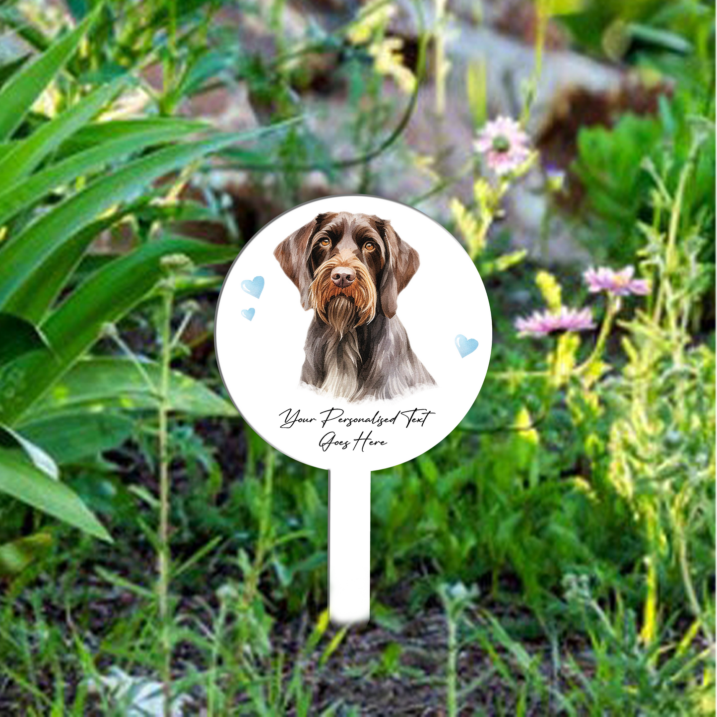 Personalised Dog Love Heart Grave Marker - German Shorthaired Pointer - Black and White