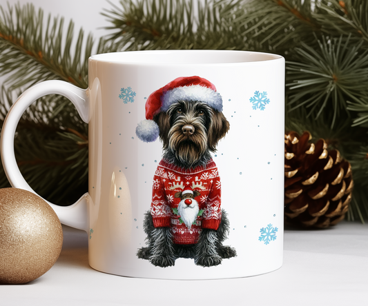 Personalised German Wirehaired Pointer - Dog Christmas Jumper Gift Mug