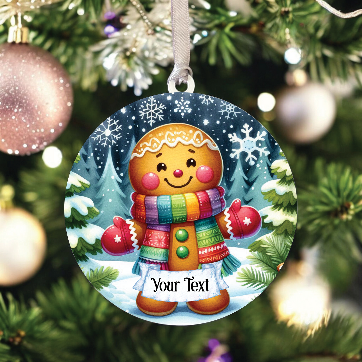 Personalised Christmas Gingerbread Hanging Bauble Decoration