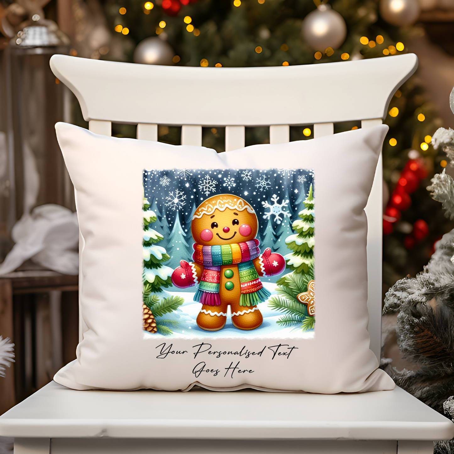 Personalised Christmas Gingerbread - Cushion Cover Gift