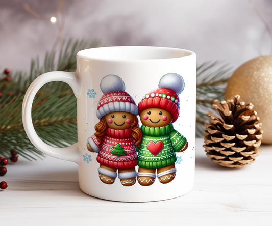 Personalised Christmas Gingerbread Couple Gift Mug - Style B