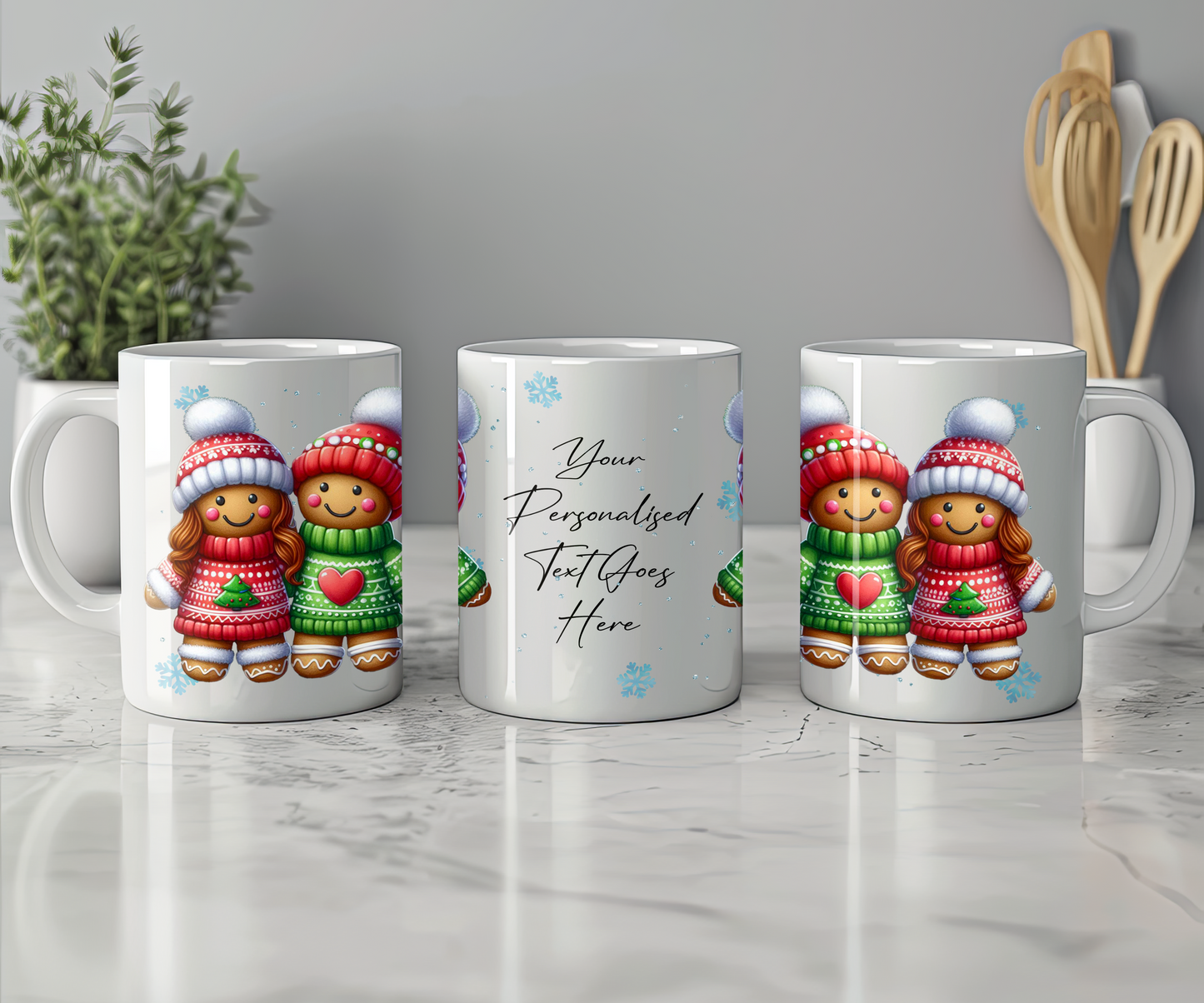 Personalised Christmas Gingerbread Couple Gift Mug - Style B