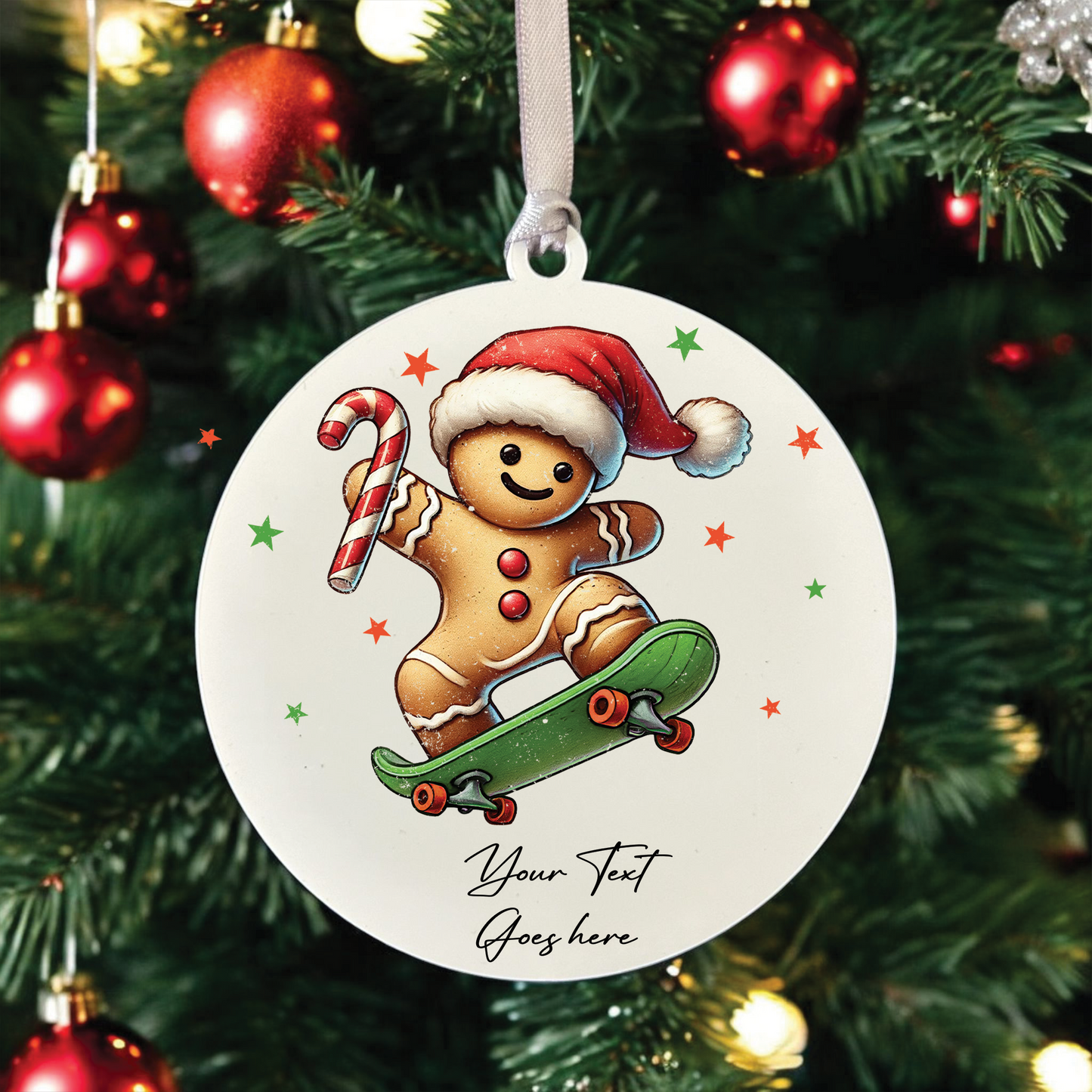 Personalised Christmas Gingerbread Skateboard - Hanging Bauble Decoration