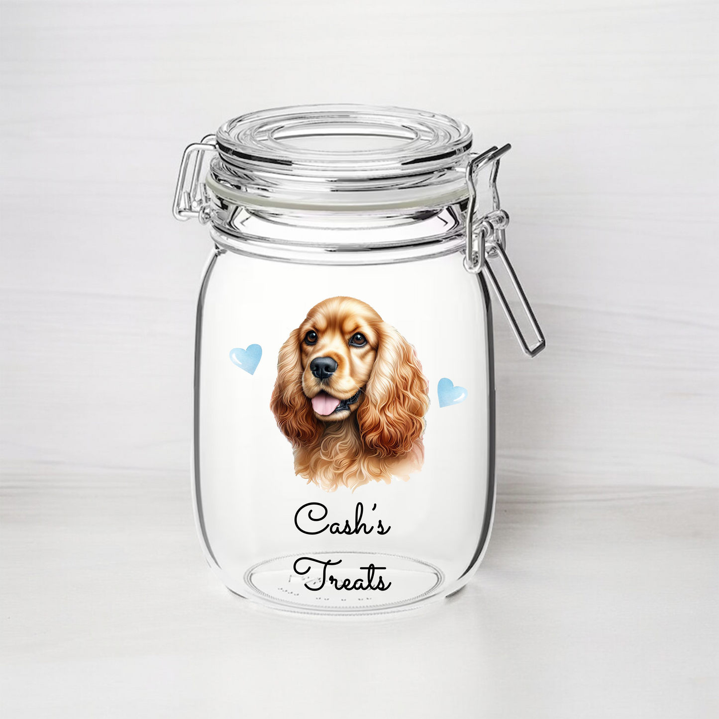 Personalised Golden Cocker Spaniel Dog Treat Kilner Style Gift Jar - DGJR26